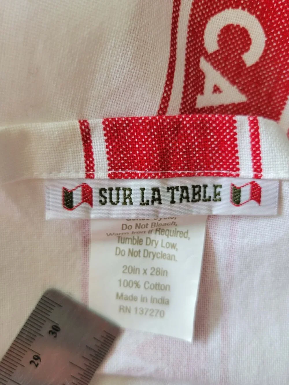 Sur La Table Cotton Kitchen Towels Red White Tea Cups Caffe Set Of 2